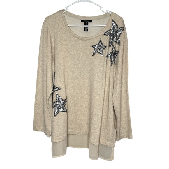 Style & Co. Women's Beige Star Sparkle Tunic Top Size 2X - Picture 1 of 6